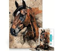 Puzzle géométrique partiel de Chevaux pour Adultes, 1000 pièces, Jouet intellectuel apaisant, décoration Murale de qualité (38x26cm)