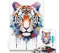 Puzzle géométrique Tigre 1000 pièces pour Adolescents, Jouet cognitif, Loisir Doux, Assemblage de Motifs, œuvre d'art 50x75cm