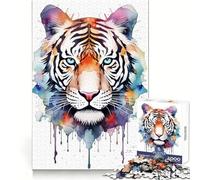 Puzzle géométrique Tigre pour Adolescents 1000 pièces Améliore la mémoire Loisirs à la Maison Bords précis Cadeau Exquis 38x26cm