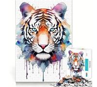 Puzzle géométrique Tigre pour Adolescents 1000 pièces Améliore la mémoire Loisirs à la Maison Bords précis Cadeau Exquis 38x26cm