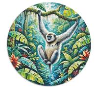 Puzzle Gibbon 1000 Pièces en Carton pour Adultes Jeu D’activité Intérieure Casse-tête Gibbon Jungle Cadeau Famille Home Decor 1000pcs (67.5x67.5cm)