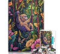 Puzzle Gibbon de la forêt Tropicale 1000 pièces pour Adultes et Adolescents, Aide Le Cerveau à exercer des Jouets addictifs pour cultiver la Patience, Excellent Cadeau 38x26cm