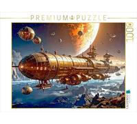 Puzzle · Gigaliner IX est accompagné dans l'atmosphère par des | bateaux-pilotes sphériques · Steampunk Dans l'espace avec du… · 1000 pièces · Format assemblé 64 × 48 cm · CALVENDO Puzzle