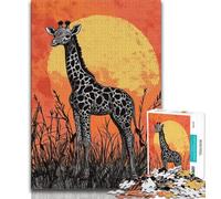 Puzzle Girafe Africaine pour Adultes 1000 Pièces, Anti-Stress, Défi Difficile, Convient pour la Décoration de Bureau (50x75cm)