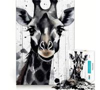 Puzzle Girafe Aquarelle 1000 pièces Jeu de Construction Focus Assemblage Parfait sans Espace Activité gratifiante pour Les Jours de Pluie (38x52cm)