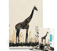 Puzzle Girafe Aquarelle dans Les Hautes Herbes pour Adultes 1000 Pièces Jeu de Réflexion Stimulant Structure à Emboîtement Précise Facile à Apprendre Plaisir en Famille (38x26cm)