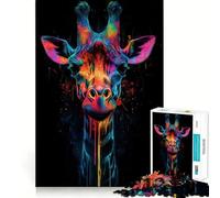Puzzle Girafe Arc-en-Ciel 1000 pièces pour Adolescents Renforce Les Liens familiaux Bordure précise Cadeau attentionné (50x75cm)