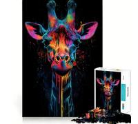 Puzzle Girafe Arc-en-Ciel 1000 Pièces pour Adultes Jeu de Réflexion Image Douce et Détendue Cadeau Joli (38x26cm)