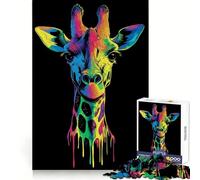 Puzzle Girafe Arc-en-Ciel Pop Art pour Adolescents, 1000 pièces, Jouet d'exercice Mental, Design Relaxant, Assemblage, Surprise de Noël (50x75cm)