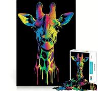 Puzzle Girafe Arc-en-Ciel Pop Art pour Adolescents, 1000 pièces, Jouet d'exercice Mental, Design Relaxant, Assemblage, Surprise de Noël (50x75cm)