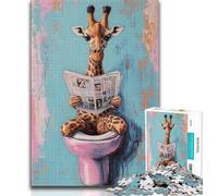 Puzzle Girafe aux Toilettes pour Adolescents 1000 pièces, Jeu Stimulant, idéal comme Cadeau pour Toute la Famille (38x26cm)