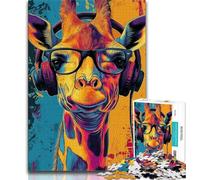 Puzzle Girafe avec Casque 1000 pièces pour Adultes, Aide Le Cerveau à exercer, Jouets addictifs pour cultiver la Patience, Jeu de défi Unique (38x26cm)