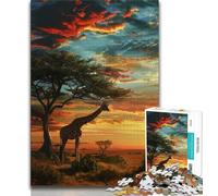 Puzzle Girafe des Prairies Africaines pour Adultes et Adolescents, 1000 pièces, Aide Le Cerveau à Exercer, Jouets Addictifs pour Cultiver la Patience, Une Œuvre d'art (38x26cm)