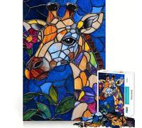 Puzzle Girafe en Vitrail pour Adolescents 1000 Pièces Améliore la Mémoire Loisirs Maison Bordure Précise Cadeau Exquis 50x75cm