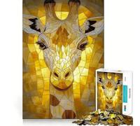 Puzzle Girafe en Vitrail pour Adultes 1000 Pièces Think Smart Toy Home Enjoy Découpe Précise Décoration Murale 38x26cm