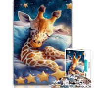 Puzzle Girafe endormie 1000 pièces pour Adultes et Adolescents, Difficile à compléter mais Amusant et Humoristique avec Affiche et fiche de Questions-réponses Assorties 38x26cm