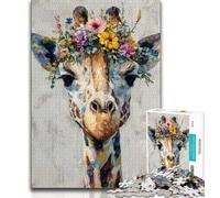 Puzzle Girafe Fleur pour Adolescents 1000 Pièces, Jouet Éducatif et Apprentissage Idéal comme Cadeau pour Toute la Famille (38x26cm)