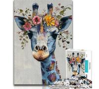 Puzzle Girafe Fleur pour Adolescents 1000 Pièces, Puzzle Difficile à Compléter, mais Amusant et Humoristique Cadeau d'anniversaire, Cadeaux, Art Mural 50x75cm