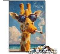 Puzzle Girafe Fumeuse 1000 Pièces pour Adolescents, Convient aux Personnes de 14 Ans et Plus Idées Cadeaux Décoration Maison (50x75cm)