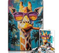 Puzzle Girafe Fumeuse 1000 Pièces pour Adolescents et Adultes, Anti-Stress, Défi Difficile, Décoration d'Intérieur Unique et Cadeaux 50x75cm