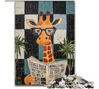 Puzzle Girafe lisant Un Journal 1000 pièces pour Adultes et Adolescents, à partir de 14 Ans, Jeux Amusants, activités à la Maison, Cadeaux d'anniversaire, Cadeaux de Voyage 26x38cm