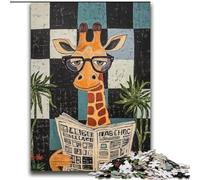 Puzzle Girafe lisant Un Journal pour Adultes et Adolescents 2000 pièces, Jeu Stimulant et Jeu Familial, Cadeau d'anniversaire, décoration Murale 70x100cm