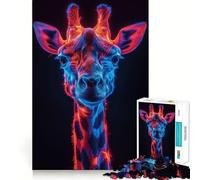 Puzzle Girafe Néon 1000 Pièces pour Adultes et Adolescents Jeu de Réflexion Jouet Amusant à Partager Découpe Soigneuse Cadeau Original (38x26cm)