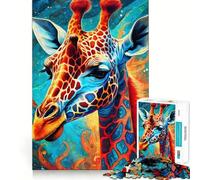 Puzzle Girafe Néon Mystique 1000 Pièces pour Adolescents Stimule la Mémoire Loisirs à la Maison Bords Nets Cadeau Précieux (38x52cm)