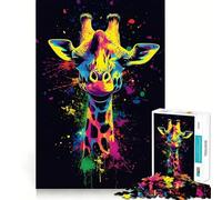 Puzzle Girafe Néon pour Adultes 1000 Pièces Jeu de logique et de résolution d'énigmes Soulagement des tensions Découpe précise Cadeau précieux (50x75cm)