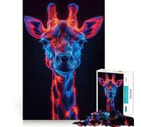 Puzzle Girafe Néon pour Adultes 1000 Pièces Jeu de Réflexion Détente et Amusant Bords Nets Pièce de Collection Art (38x52cm)