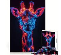 Puzzle Girafe Néon pour Adultes 1000 Pièces Jeu de Réflexion Détente et Amusant Bords Nets Pièce de Collection Art (38x52cm)