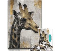 Puzzle Girafe Noir et Or pour Adolescents 1000 pièces, Jeu Familial Anti-Stress Défi Difficile Cadeaux Secret du Père Noël 50x75cm