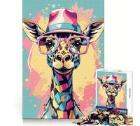 Puzzle Girafe Pastel Fantaisiste 1000 Pièces pour Adolescents Découpe Uniforme Idée Cadeau de Noël Unique (50x75cm)
