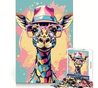 Puzzle Girafe Pastel Fantaisiste pour Adultes 1000 Pièces Stimule la Réflexion Passe-Temps Tranquille Verrouillage Sécurisé Cadeau Créatif (38x26cm)