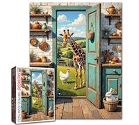 Puzzle Girafe Poulet Lapin Animal Vintage Porte Vaisselle de Cuisine Ornement Image 1000 Pièces pour Adultes Débutants Jeux de Famille Activités Défiantes Artisanat DIY Puzzle pour Décoration de la
