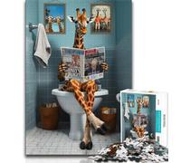 Puzzle Girafe sur Les Toilettes 1000 pièces pour Adultes, Jeu Stimulant et Jeu Familial, décoration Murale, Cadeaux d'anniversaire et de Noël Uniques 38x26cm