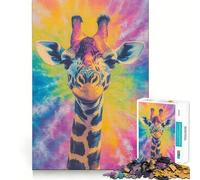Puzzle Girafe tie-Dye 1000 pièces pour Adultes, Jeu intellectuel et Relaxant, découpe de qualité, pièce d'art 50x75cm