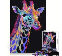 Puzzle Girafe Vintage Art 1000 Pièces pour Adolescents Découpe Uniforme Cadeau de Noël Idéal (38x26cm)