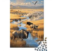 Puzzle Gnou 1000 Pièces en Bois pour Adultes Enfants Jeu D’activité Intérieure Puzzle Migration Gnou Cadeau Enfant Décoration Intérieure 1000pcs (75x50cm)