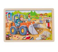 Goki Puzzle en bois Chantier de construction 24 pièces Beige