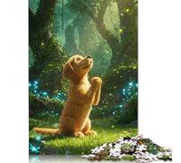 Puzzle Golden Retriever 1000 pièces dans Une forêt enchantée pour Adultes et Adolescents, Jeux éducatifs à Domicile, Jouets DIY, Cadeaux de Noël, 1000 pièces (75 x 50 cm)
