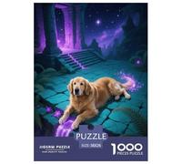 Puzzle Golden Retriever 1000 Pièces en Carton pour Adultes Jeu D’activité Intérieure Puzzle Chien Espace Féerique Cadeau Enfant Home Decor 38x26cm/1000pcs