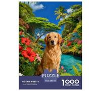 Puzzle Golden Retriever 1000 Pièces pour Adultes Et Enfants, Jeu D'Intelligence, Puzzle Plantes Denses, Décoration Intérieure, Cadeau Famille 52x38cm/1000pcs