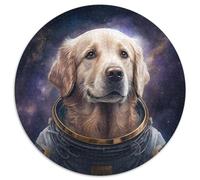 Puzzle Golden Retriever 1000 pièces, Puzzle Rond 1000 pièces pour Les Amoureux du Voyage et Les Couples, Jouet Stimulant 67,5 x 67,5 cm