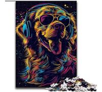 Puzzle Golden Retriever avec Casque 1000 pièces pour Adultes, Jeux éducatifs, décoration d'intérieur, Cadeau d'anniversaire, Art Mural (50x75cm)