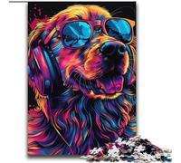 Puzzle Golden Retriever avec Casque pour Adultes, 2000 pièces, pour Les 14 Ans et Plus, Jeux Amusants, activités à la Maison, Cadeaux d'anniversaire, Cadeaux de Voyage (70x100cm)