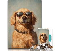Puzzle Golden Retriever avec Lunettes de Soleil, 1 000 pièces, pour Adolescents, Jeu Stimulant, idéal comme Cadeau pour Toute la Famille (50x75cm)