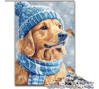 Puzzle Golden Retriever en Hiver pour Adolescents, 1000 pièces, Jeux éducatifs, décoration d'intérieur, idéal pour la décoration de Bureau (26x38cm)