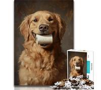 Puzzle Golden Retriever Jouant avec du Papier Toilette 1000 pièces pour Adultes et Adolescents, pour Tuer Le Temps en Vacances avec des pièces de Formes aléatoires entièrement emboîtables (38x26cm)