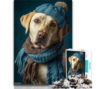 Puzzle Golden Retriever Portant Un Chapeau pour Adultes et Adolescents, Aide Le Cerveau à exercer des Jouets addictifs pour cultiver la Patience, Excellent Cadeau 50x75cm